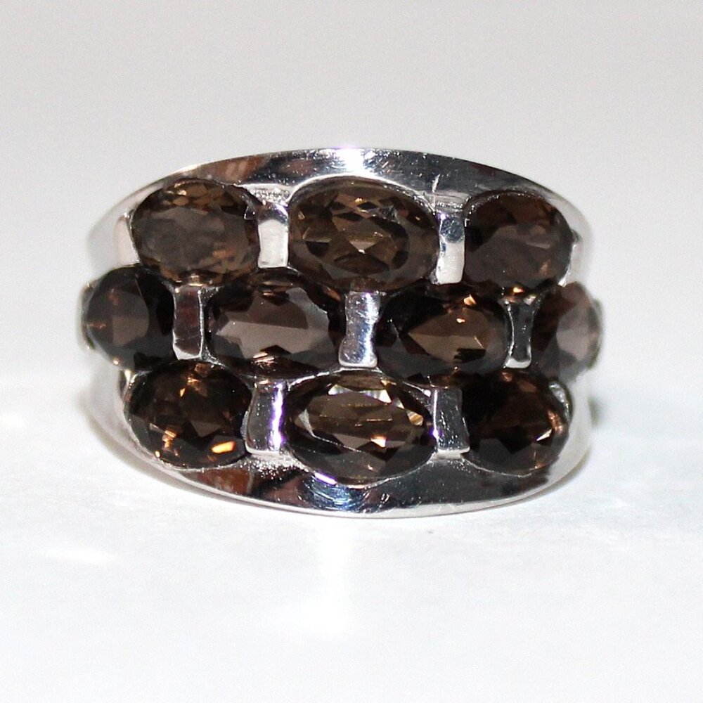 Sterling Silver Smokey Quartz Ring SZ 7